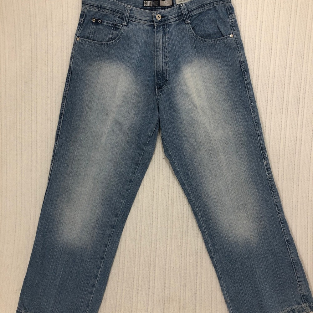 Southpole Custom Fit Mens 36 Light Wash Baggy Y2K Streetwear Denim Jeans